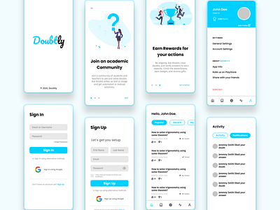 Doubtly app app design app ui concept concept design design figma mobile ui uidesign