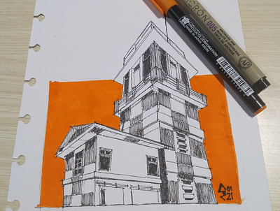 ATC Tower design illustration instagram post minimal sketch