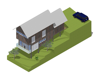 Isometric wooden villa