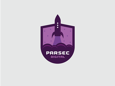 Parsec Digital - Development badge logo rocket shuttle space