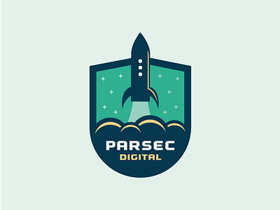 Parsec Digital - Final badge logo rocket shuttle space