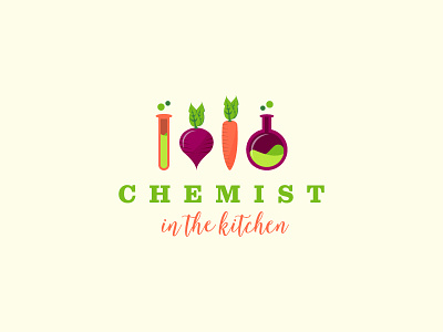 Chemist In The Kitchen beaker beet blog branding carrot chemistry cooking logo vegetables vial