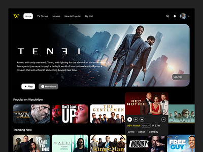 WatchNow - Movies & TV Shows Streaming Platform app branding design logo movies shows streaming tv ui ux video web