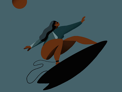 'Surfer girl' character design design illustraion ocean procreate surfing
