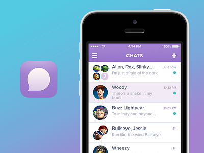GumChat - Chat App Concept app app design chat ios7 messaging purple ui user interface