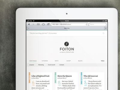 Literary project (maybe)... on iPad eboks ipad literature minimal responsive social typography