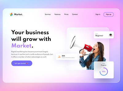 Market adobe glassmorphism gradient landing morphism uiux uiuxdesign