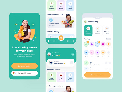 Home Services App 🏡 adobe cleaning design figma home illustration laundry logo services ui uidesign uiux ux uxdesign