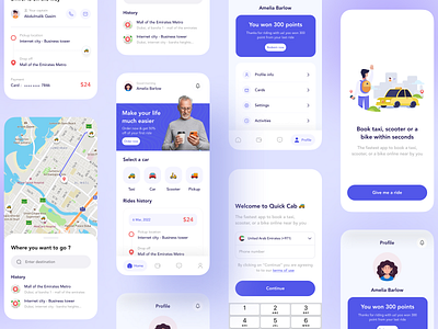 Quick Cab adobe design figma taxi uber ui uidesign uiux ux uxdesign