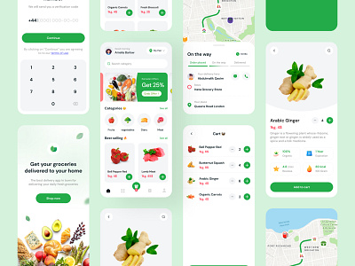 Grocery App 🥦 adobe delivery design figma food grocery online shop ui uidesign uiux ux uxdesign