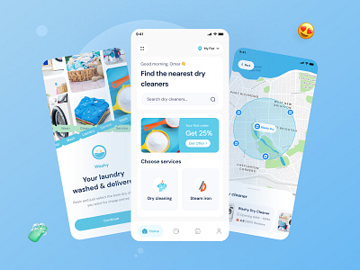 Washy 🧼 adobe app clean design figma laundry ui uidesign uiux ux uxdesign