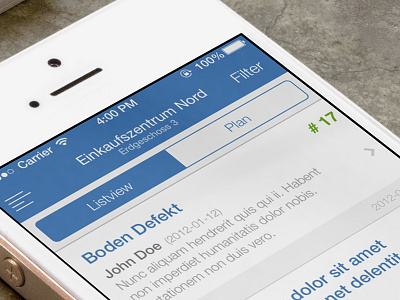 DefectRadar iPhone App bar defectradar ios7 iphone listview titlebar top