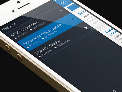 DefectRadar iPhone App drawer ios iphone menu navigation sidebar slide
