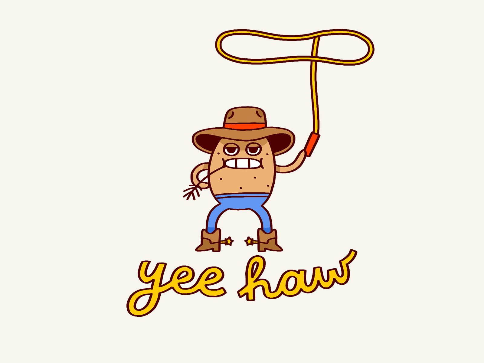 Cowboytato: YamFam sticker for iMessage 2d animation cowboy potato sticker stickers yee haw yeehaw