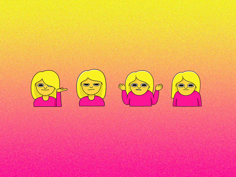 Emoji Ladies all the feels animated emojis animation blonde emoji emojis framebyframe hair flip idk illustration information desk lady photoshop woman women