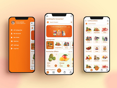 Groceries Shopping - Mobile App app app design app ui ux app uiux best designs best grocery best grocery best grocery app design app ecommerce groceries grocery app grocery online uiux