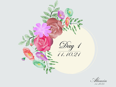 Floral template set with brown and peach roses flowers