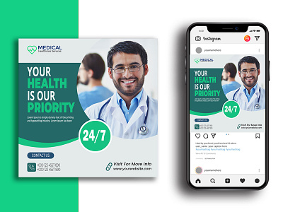 Healthcare Post Template Social Media Banners. ads design banner branding cover design design graphicdesign healthcare instagram instagram post socail medial post socialmedia