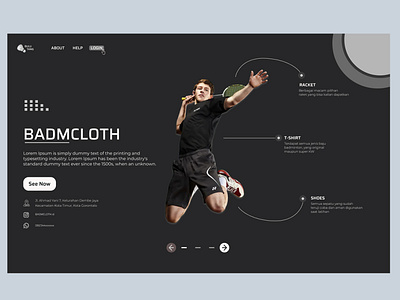 Landing page badminton shop