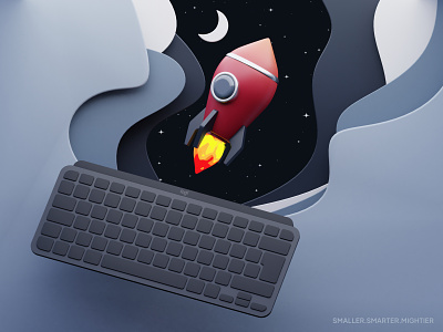 Space Voyage - Logitech MX Mini 3d 3d illustration 3drender blender cinema4d cycles illustration keyboard space spaceship