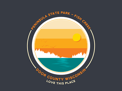 Door County, WI Badge badge flat design illustration lake national park print design sunset travel