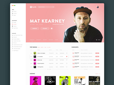 Mat Kearney Spotify concept music music app spotify streaming ui uidesign