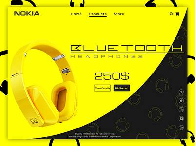 Headphones Product Landing Page Design. amazing cool design futuristic illustration minimal photoshop tech technology web webdesign webdesigner website website design