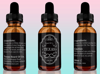 Beard Oil Label for "Texas" beard beard balm beard label beard label design beard logo beard oil bearded bearded man design packaging packaging design