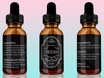 Beard Oil Label for "Texas"