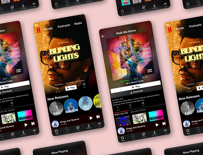 Netflix Music app app design art branding design flat logo netflix netflix and chill ui