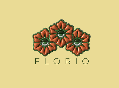 3D Style Flower Shop Logo 3d branding graphic design logo visual design