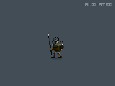 Animated Pixel Soldier animated game helmet pixel retro soldier spear