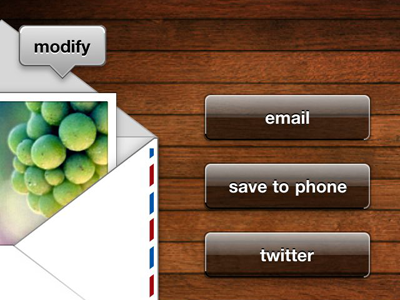 Frametastic Share Screen Detail app buttons envelope glass iphone
