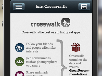 Crosswa.lk iPhone App Join Screen
