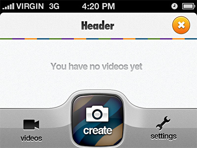iOS UI concept bar button camera glass glossy ios stripes tab ui