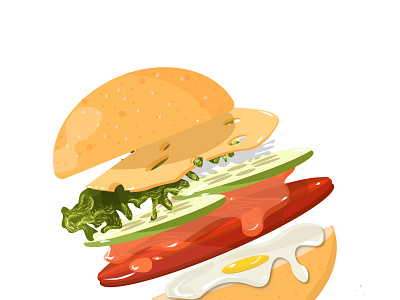 Burger Illustration burger flat food food illustration illustration minimal vector illustration