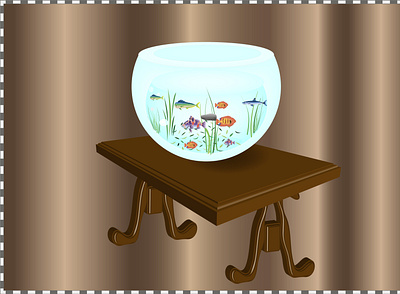 aquarium aquarium on the table. fish illustration postcard векторная иллюстрация