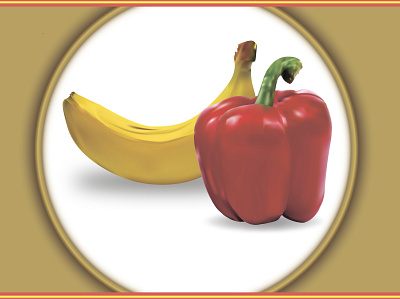 pepper and banana банан векторная иллюстрация овощи и фрукты перец тарелка