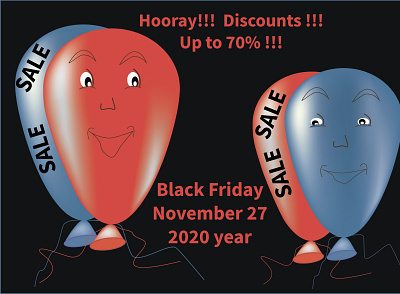 Sale 2020 27 ноября black black friday blue illustration вектор красный распродажа рожицы шарик