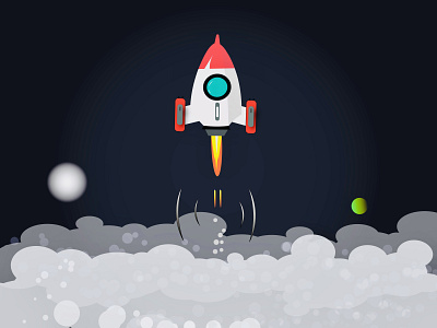 Rocket Launch - Time to Explore ai dribbble dribble fire flat design ilustrator launch rocket shuttle space ui