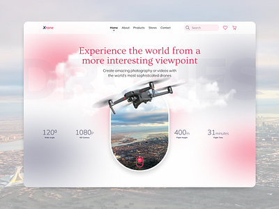 Hero section of a drone company website design inspiration ui web