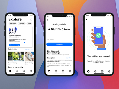 UI Design for Biddy App app app design design explore screen feedback interface design ui ui design user experience ux design uxui