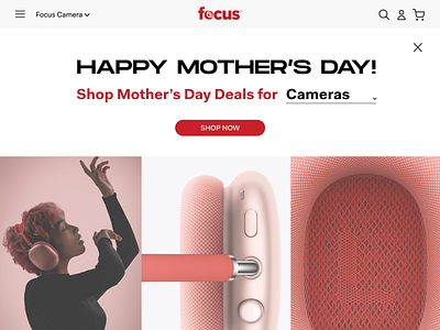 Landing Page cameras design dropdown dtc ecommerce feedback landing page mothersday retail user experience uxui website