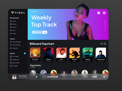 Tidal Redesign mobile music music app music player player podcast podcast app song sound sound design
