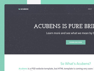 Website Template: Acubens free freebie landing page psd single page template website