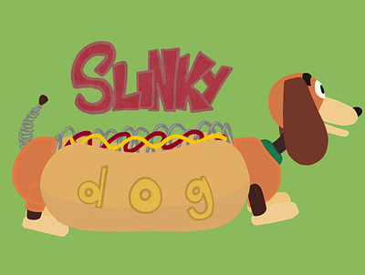 Slinky dog design dog food illustration illustration logo slinky
