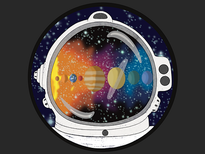 Outer Space Traveler astronaut astronaut helmet astronomy cartoon design galaxy illustration milky way planets reflection space spaceman stars sun