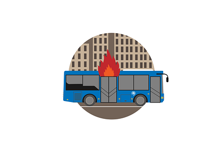 Bus accident bus design fire graphic design icon illustration logo vector