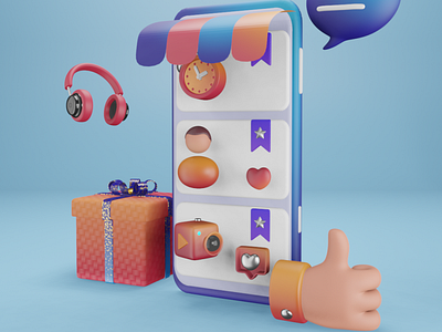 Mobile Shopping 3d animation blinder branding design graphic design illustration logo motion graphics ui