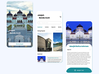 Jelajah Banda Aceh app design minimal mobile mobile app mobile design travel travel app traveling ui ux